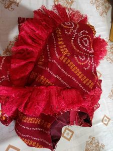 Red Bandhani Print Lehenga Set