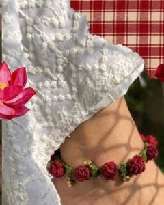 Crochet Rose Anklets with Bells