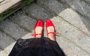 Shiny Red Mary Jane Flats