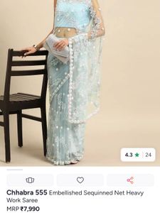 Light blue  chhabra Embroidered Net Saree