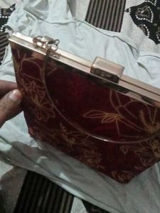 Maroon Floral Print Clutch Bag