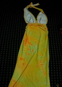 Yellow Halter Neck Maxi Dress with Print