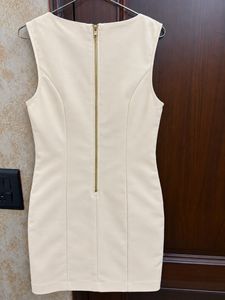 Sleeveless Cream Sheath Dress
