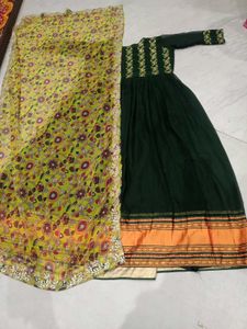 Elegant Green Embroidered one pc with dupatta xxl