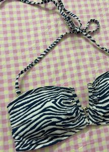 y2k Zebra Print Bikini Top