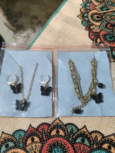 Butterfly Necklace,Earrings and bracelet Set