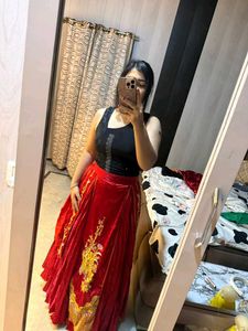 Stunning Red Embroidered Lehenga Set