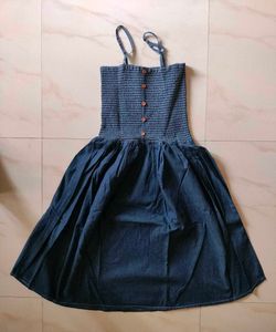 Denim Smocked Midi Dress