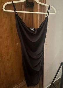 Silk black dress - adjustable strap Size- Medium