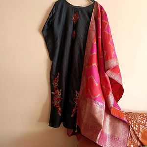 Black Kurta with silk dupatta