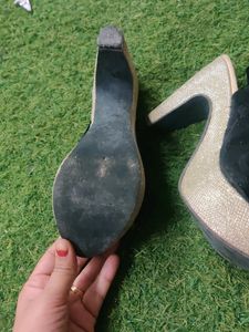 Black And Golden Heels