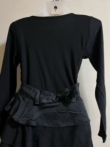 Black Ruffled Long Sleeve Dress