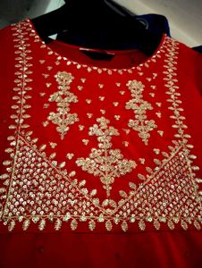 Red &amp; Gold Embellished Kurti