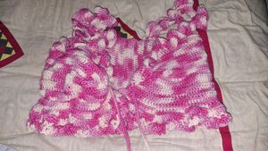 Crochet Pink Halter Top with Ruffles 🩷🎀