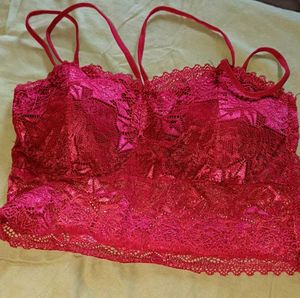 #Hot red Lace Bralette Top innerwear