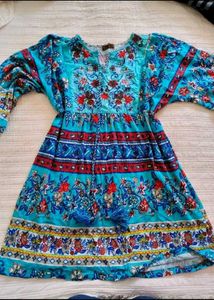Bohemian Floral Print Mini Dress
