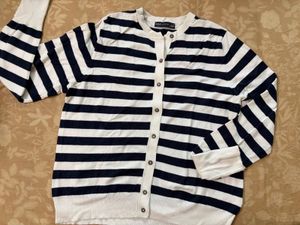 M&S Navy & White Striped Top