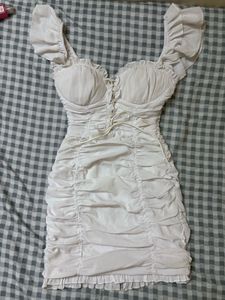 White Ruched Mini Dress