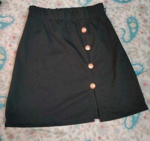 Chic Black A-Line Skirt with Button Detail