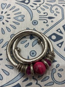Stylish Silver & Pink Bracelet