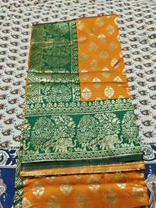 orange Banarasi Silk Saree