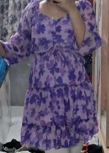 Cute Purple Floral Mini Dress