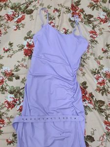 Lavender Ruched Spaghetti Strap Dress