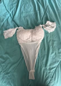 White Ruffled Off-Shoulder Bodysuit