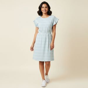 Cute Striped Ruffle Sleeve Dress