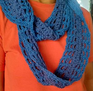 **Elegant Blue Crochet Muffler/Fashionablw