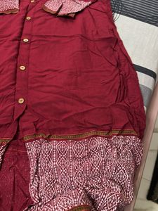 Maroon Kurta with Printed Sleeves