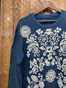 Blue Embroidered Crewneck Sweatshirt) Brand new