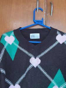 Cute Argyle Heart Sweater