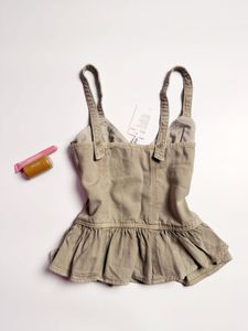 Ruffle Strap Denim Top