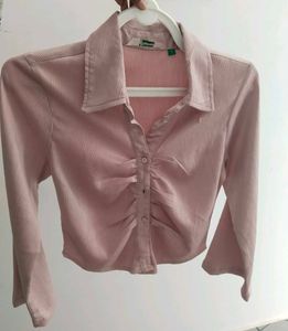 Chic Ruched Pink Crop Top