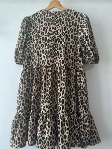 Cute Leopard Print Tiered Mini Dress