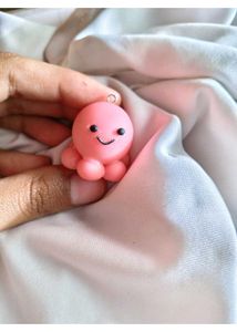 Cute Pink Octopus Charm Keychain