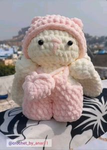 Crochet Bunny Doll, Fully Handmade Stuffed Toy