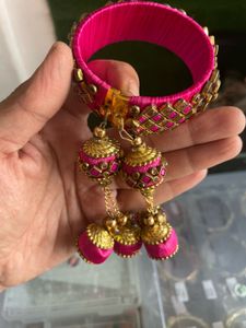 Vibrant Pink Silk Thread Bangle