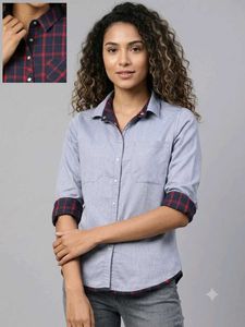 2-in-1 Reversible Cotton Chambray Shirt