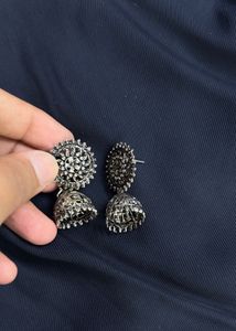 Oxidised Silver Jhumki