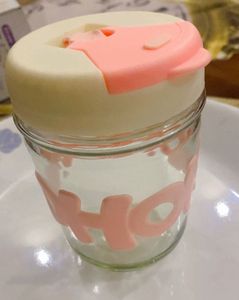 New Cute Glass Tumbler with Pink Lid