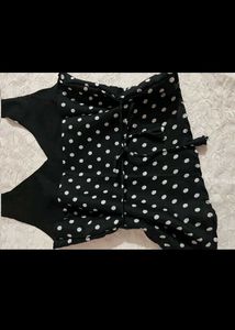 combo of Polka Dot Halter Top &amp; sheer cape