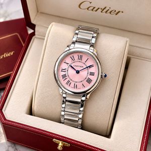 Cartier Pink Dial Stainless Steel Watch