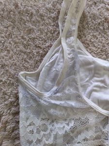 White Floral Lace Corset Top ✨