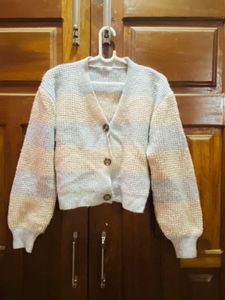 Striped Knit Cropped Cardigan