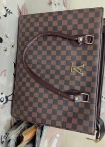 Brown Checkered Handbag