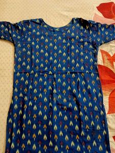 Blue Ikkat Print Kurta