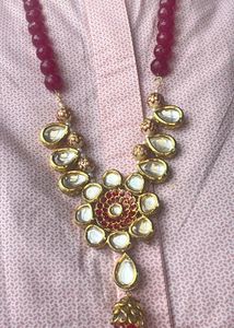 Elegant Kundan &amp; Meenakari reversible Necklace Set