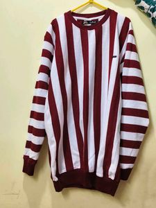Striped Maroon & White Pullover